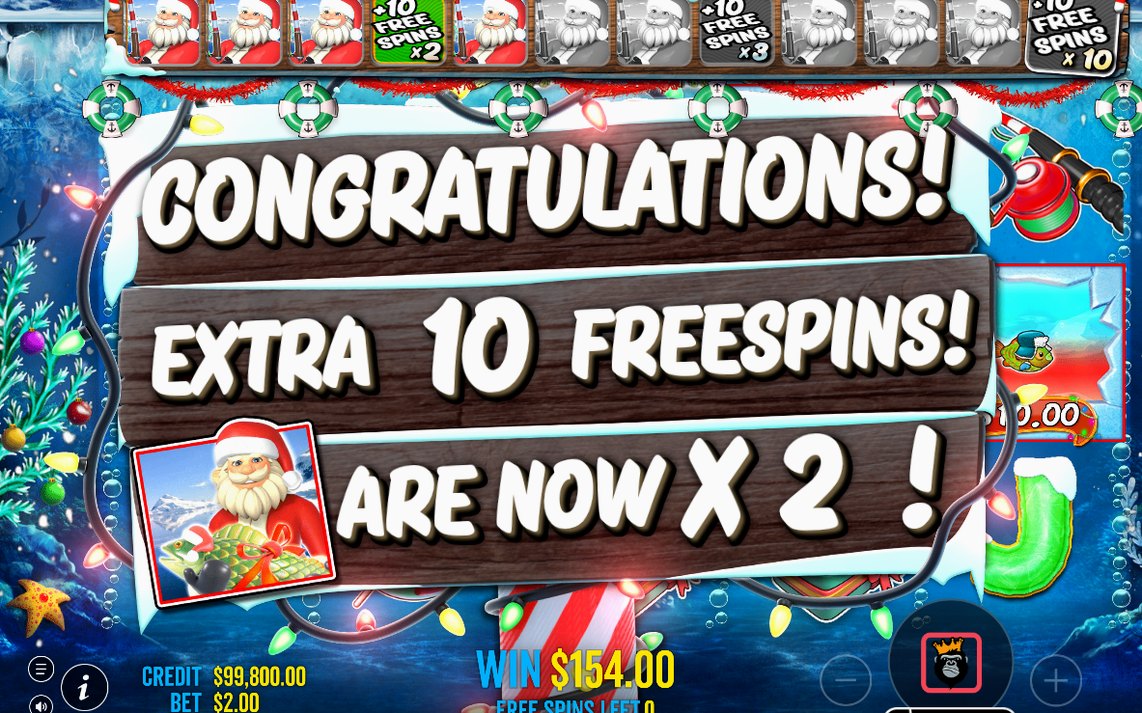 Free Spins-läget med Santa WILD på rutnätet