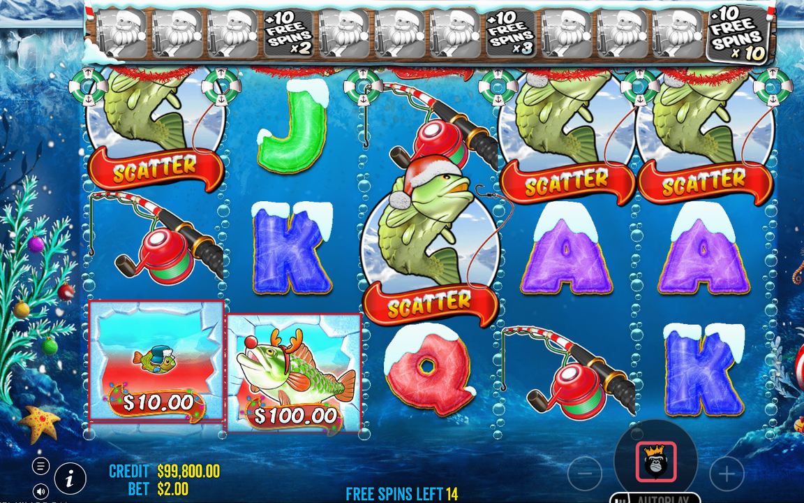 Money Collect i Free Spins, fiskvärden på landningshjulet